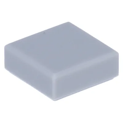A single, light gray LEGO tile is shown from a slightly elevated diagonal angle against a white background.