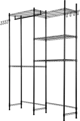 Immagine prodotto di Scaffale portaoggetti sopra lavatrice e asciugatrice a due file e 5 ripiani, nero