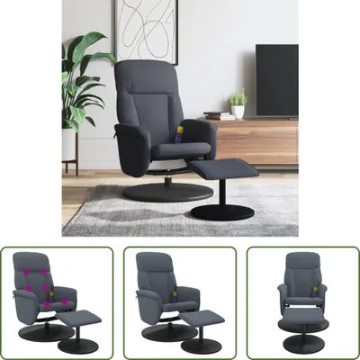 Zdjęcie produktu dla The Living Store Fotel do masażu z podnóżkiem ciemnoszary aksamit