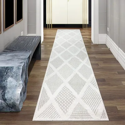 Obrázek produktu pro Koberec do obývacího pokoje s různými vzory v krémově šedé barvě Velikost - 80 x 300 cm