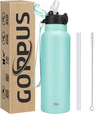 Immagine prodotto di Borraccia termica in acciaio inossidabile, 750 ml, con bastoncino per miscelare, senza BPA, adatta a bevande gassate, borraccia da sport e da viaggio con isolamento a doppia parete sottovuoto