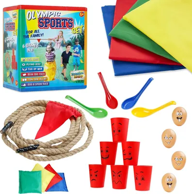 Immagine prodotto di Giochi all'aperto 6-in-1, ideali per feste in giardino, sport, corse, lancio del disco e tiro alla fune