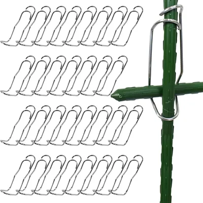 Produktbild von Verzinkte Pflanzenspalier Klammern,60 Stück Tonkinklammern für Pflanzenstützen, Bambusstäbe, Gartenhilfen, Tomaten, Gurken