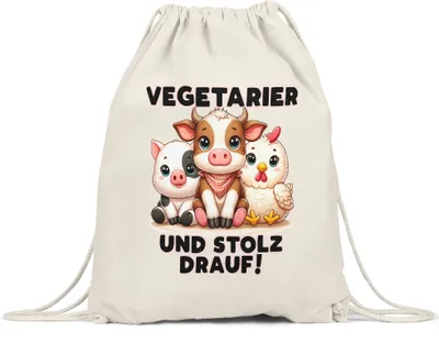 Produktbild von Vegetarier und stolz drauf Süße Tiere Turnbeutel - Vegetarier Stolz Geschenk