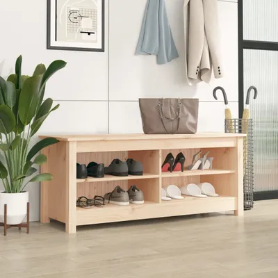 Produktbild von vidaXL Lavica na topánky 110x38x45,5 cm z borovicového masívu