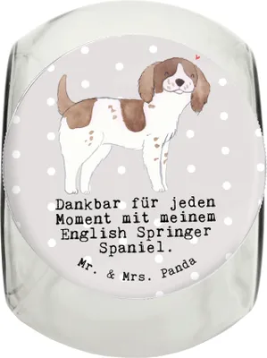 Produktbild von Mr. & Mrs. Panda Dose English Springer Spaniel Moment L 870ml - Grau Pastell - Geschenk, Keksdose, Aufbewahrungsdose, Bonbonglas, Dekoglas, Vorratsbehälter
