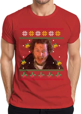 Produktbild von Marv Kevin Allein Zuhause - Weihnachtsgeschenk Ugly Christmas Sweater Weihnachten Herren T-Shirt, Rot, XXL