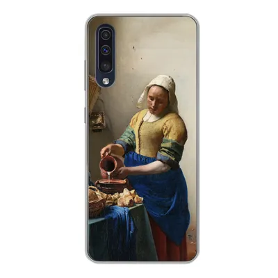 Produktbild von MuchoWow® Handyhülle Schutzhülle Hülle für Samsung Galaxy A50 Das Milchmädchen - Vermeer - Alte Meister Silikon Softcase Handy Hülle - Mobiltelefonhülle