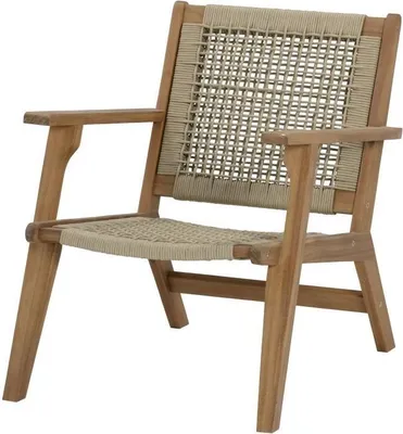 Image de Fauteuil de Jardin Bas Acacia Corde, MERIDA, 67 x 81 x 71 cm, Vert Olive