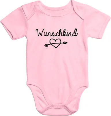 Produktbild von Moonworks® Kurzarm Baby-Body mit Aufdruck Wunschkind Baumwolle  rosa 0-3 Monate