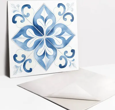 Produktbild von Aquarellornament – Selbstklebende Wandfliesen – PVC Wandpaneele – Vinyl Wandverkleidung – Dekopaneele selbstklebend – Wanddeko selbstklebend – 9 Stück 30x30 cm