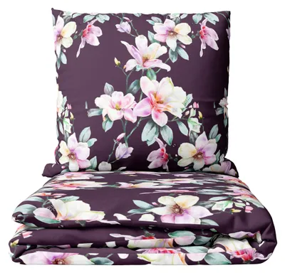 Produktbild von Biber Bettwäsche Set 135x200 80x80 Lila Violett Geblümt mit Reißverschluss warm kuschelig 4 teilig