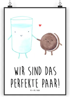 Produktbild von Mr. & Mrs. Panda Bild Milch Keks DIN A5 - Weiß - Geschenk, Cookie, Kaffee, Einladung Frühstück, Plakat, Deko, drucke, Wandbild, Kekse, wanddeko, Lustige Sprüche