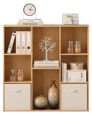 Immagine prodotto di Scaffale a cubo in legno, 8 scomparti con pannello posteriore, 91,4 x 91,2 cm, legno naturale