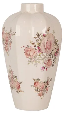 Obrázok produktu pre Váza Clayre & Eef Ø 21x34 cm Béžová Keramické kvety