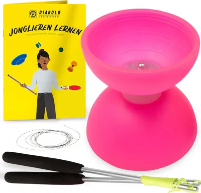 Produktbild von Diabolo Freizeitsport Diabolo Set mit PLAY Diabolo UV Comet (pink) - inkl. Alu-Handstäben, Ersatzschnur und Jonglageanleitung