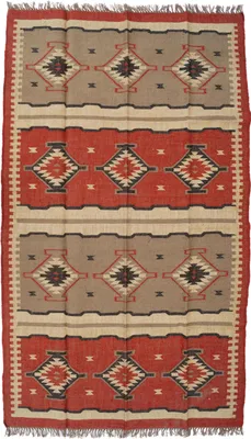 Produktbild von Orientalischer Grob Gewebter Kelim Teppich 250*150 cm - Muster 1, Rot, Jute,Wolle, Teppiche, Bodenmatten