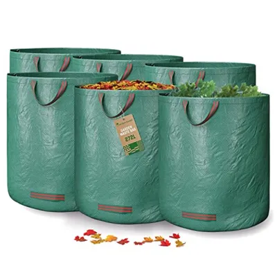 Produktbild von GardenGloss® 6X Gartenabfallsack mit Griffen - 272L Hohes Fassungsvermögen - UV-Stabil und Wasserabweisend - Wiederverwendbarer, Stabiler Gartensack