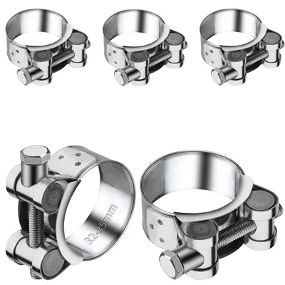 Imagen del producto de 5 abrazaderas de acero inoxidable para bisagras de escape