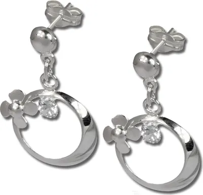 Produktbild von SilberDream Ohrstecker Damen Silber weiß Blütenring Zirkonia Ohrringe SDO547W