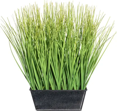 Obrázok produktu pre Umelá tráva cca 30 cm zelená v čiernom zinkovom kvetináči 16 x 10 x 6,5 cm