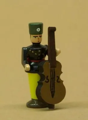 Produktbild von Holzfigur Bergmann Musikant mit Zupfbass Höhe 3,5cm NEU