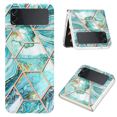 Immagine prodotto di Per Samsung Galaxy Z Flip4 placcatura elettrolitica Splicing Marble TPU Custodia protettiva Cover