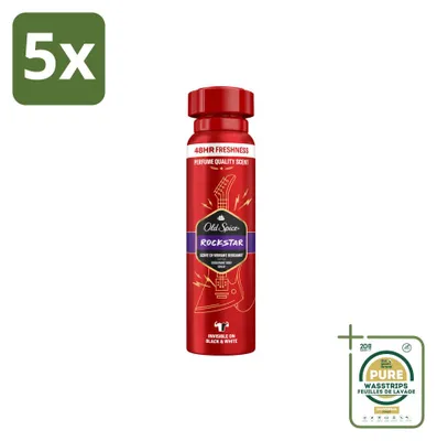 Obrázek produktu pro 5 kusů deodorantu Old Spice Rockstar ve spreji, objem 150 ml – balení