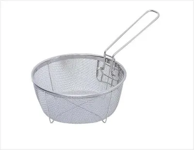 Obrázek produktu pro 2 kulaté fritovací koše, kulaté koše na hranolky, kulaté koše na smažení občerstvení, nerezové servírovací koše, kuchyňské náčiní
