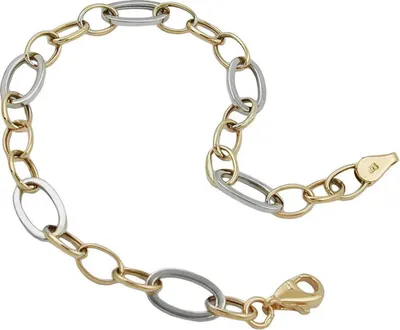 Produktbild von Armband 7mm Ankerkette Gliederkette oval bicolor durchlegiert Weißgold 9Kt GOLD 19cm