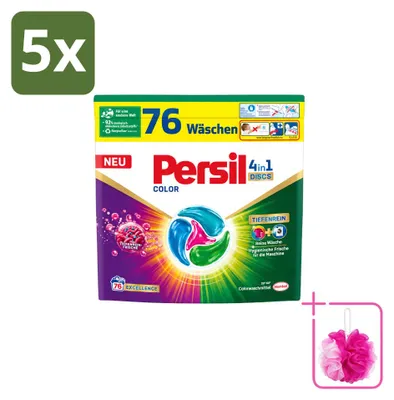 Produktbild von 5 x Persil Discs Color 4-in-1 Waschmittel - 76 Kapseln - Sparpackung - 5 Stücke
