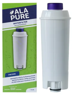 A product shot of a water filter and its packaging.