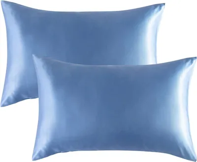 Produktbild von Satin Kissenbezug für Haar und Haut, 2er Pack, Kissenbezüge - Satin Kissenbezüge mit Umschlagverschluss, dunkelgrau