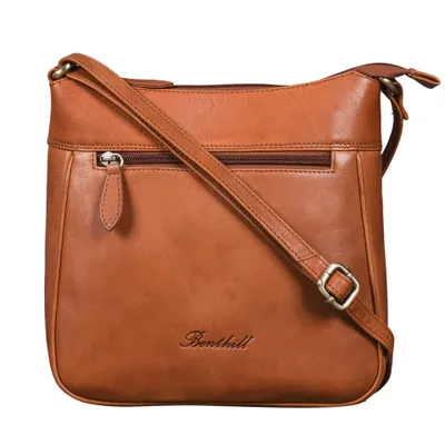 Produktbild von Benthill Umhängetasche Damen Echt Leder | Damen Schultertasche Leder | Schmale Vintage Damen Handtasche