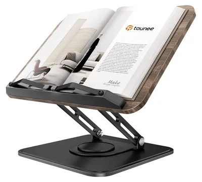 Produktbild von Buchständer Kochbuchhalter - 360° drehbar - Klappbar - Schwarz - Für Küche und Schreibtisch