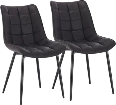 Immagine prodotto di Sedia da pranzo in Finto cuoio – Grigio scuro – Con braccioli – Set da 2 – Sedia da soggiorno e cucina – Comoda sedia imbottita – Design moderno