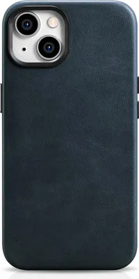 Zdjęcie produktu dla iCarer Oil Wax Premium Leather Case skórzane etui iPhone 14 Plus magnetyczne z MagSafe ciemnoniebieski (WMI14220703-BU)