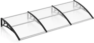 Produktbild von Vordach für Haustür,100x300cm Überdachung Haustür aus Aluminium,Transparentes Pultbogenvordach mit ABS Halterung,Transparent Polycarbonat, Regenfest Schnee und UV Schutz