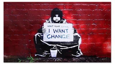 Zdjęcie produktu dla Giallobus - Chce resztę - Banksy - 140D x 80S cm - Obraz - Szkło akrylowe