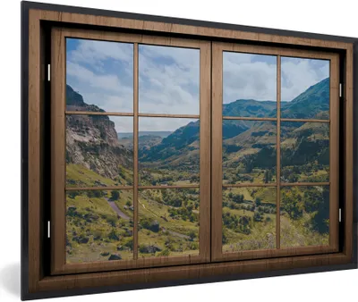 Produktbild von MuchoWow® MuchoWow® Gerahmtes Poster Aussicht - Berg - Baum 90x60 cm - Poster mit zchwarzem Bilderrahmen - Fotorahmen - Foto-Plakat