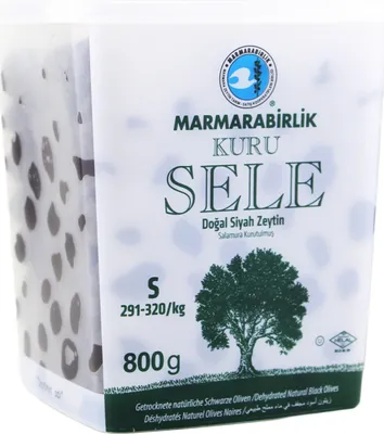 Produktbild von Marmarabirlik Kuru Sele S – Traditionell getrocknete schwarze Oliven 800g