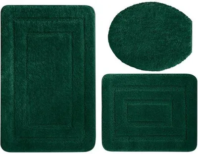 Produktbild von Ibenzoa® 3‑teiliges rutschfestes Badematten-Set aus Mikrofaser, 2 cm dick – Badmatte 50×80 cm, WC‑Vorleger 50×40 cm, WC‑Deckelbezug 48×50 cm mit TP‑Gummirücken