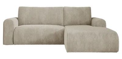 Produktbild von Ecksofa Cord MANDY 180x285 cm mit Schlaffunktion Cremig TILIA 01 Rechts, Eckcouch mit Bettkasten, Sofa L-Form, Polsterecke, Wohnlandschaft