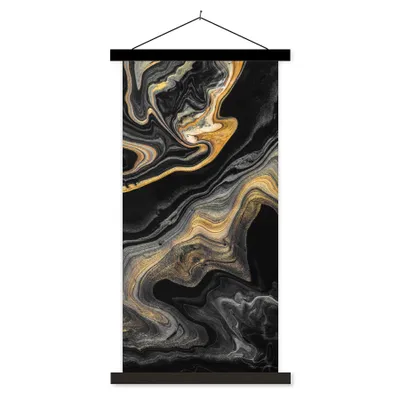Produktbild von MuchoWow® Textilposter Marmor - Acryl - Gold - Luxus - Abstrakt 40x80 cm mit schwarzem Rahmen - Wandemalerei