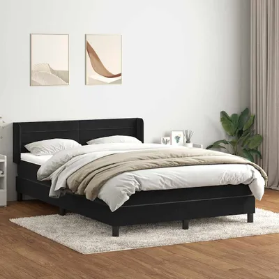 Image de Maison Exclusive - Sommier à lattes de lit avec matelas noir 160x210 cm velours