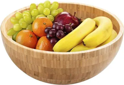 Produktbild von Famanu Runder Servierschale aus Bambus - Natürliches Holzgeschirr für Obst, Snacks und Vorspeisen