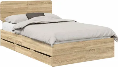 Produktbild von vidaXL Bettrahmen mit Kopfteil Sonoma-Eiche 120 x 190 cm Holzwerkstoff