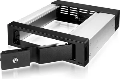 Produktbild von ICY BOX IB-158SSK-B, Wechselrahmen, 1x 3,5" SATA I/II/III oder SAS II HDD zu 1x SATA Host, EasySwap trägerlos, Stahl + Plastik, abschließbar,schwarz