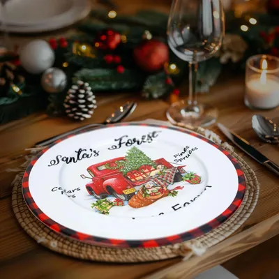 Imagen del producto de Bandeja navideña - metal - con forma de coche - blanca - 33 cm