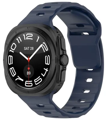 Obrázek produktu pro Pro Samsung Galaxy Watch Ultra 47mm jednobarevný silikonový sportovní pásek na ruku tmavě modrý